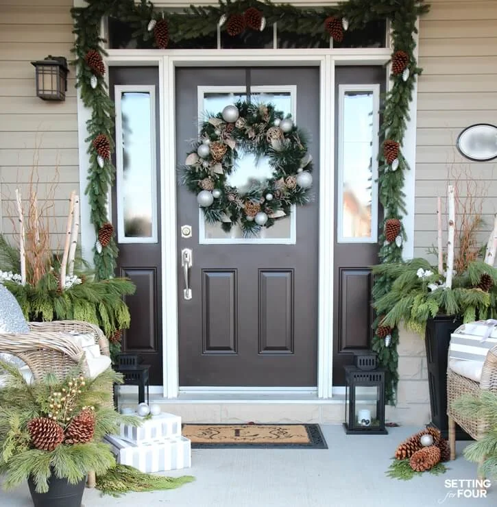Natural Pinecones Christmas Porch Decor
