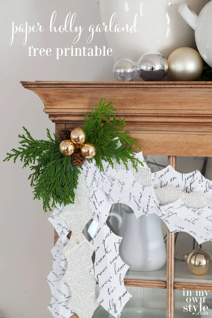 Paper Holly Garland Christmas Decor