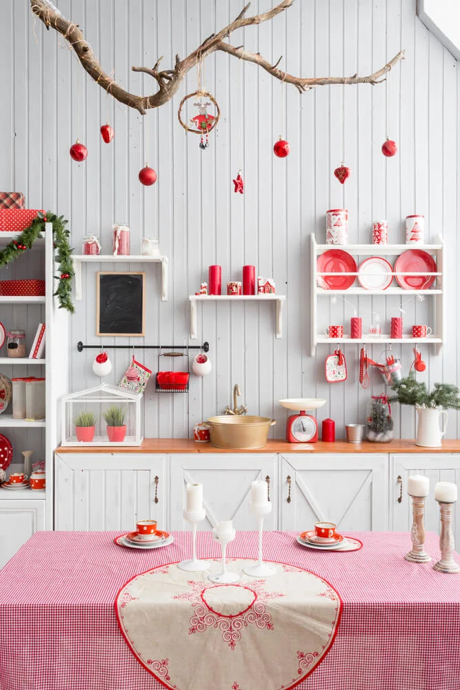 Red Details Christmas Kitchen Decor