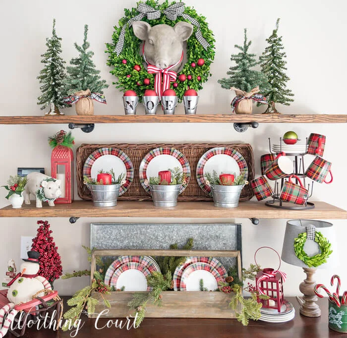 Rustic Plaid Kitchen Christmas Decor