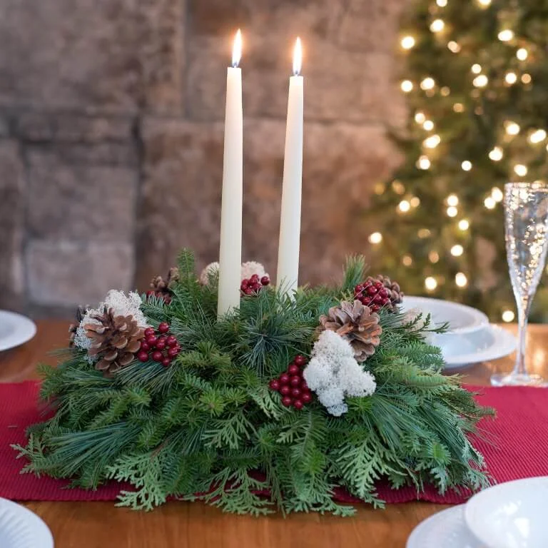 Winterberry Pine Garland Christmas Centerpiece