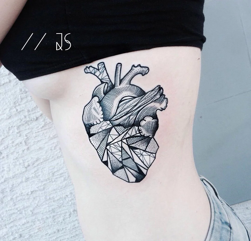geometric heart tattoos