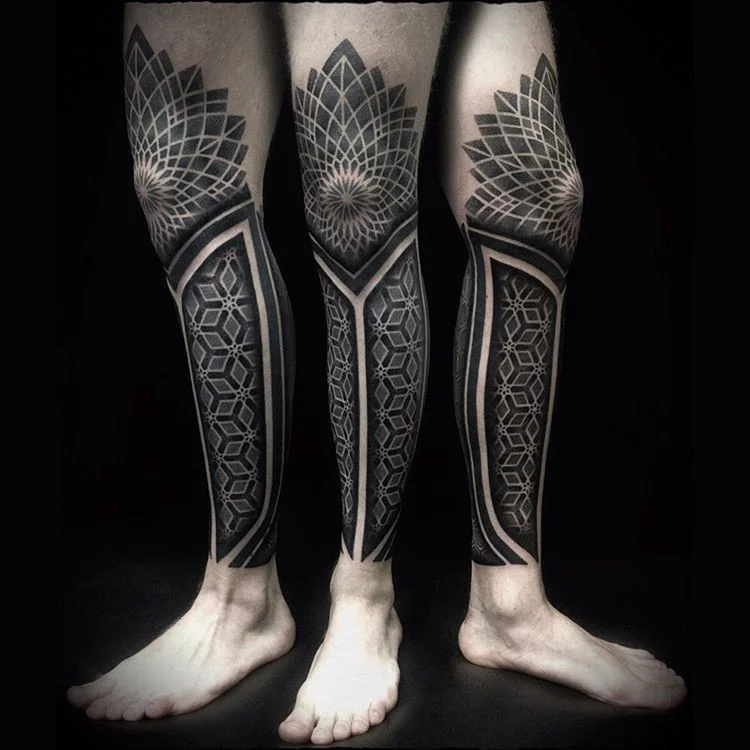 geometric leg tattoos