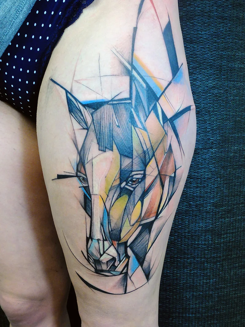 geometric watercolor tattoos