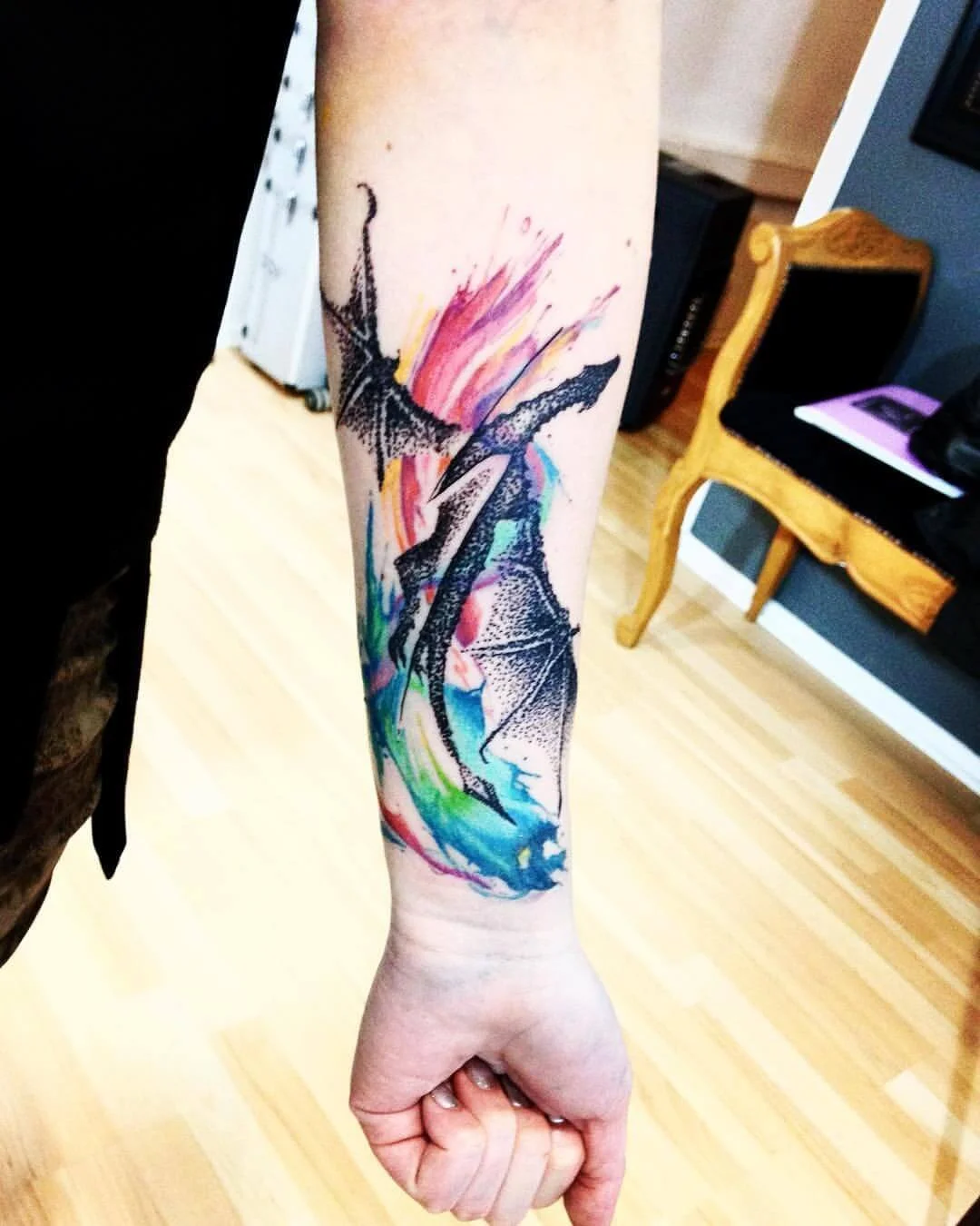 Watercolor Dragon Tattoo