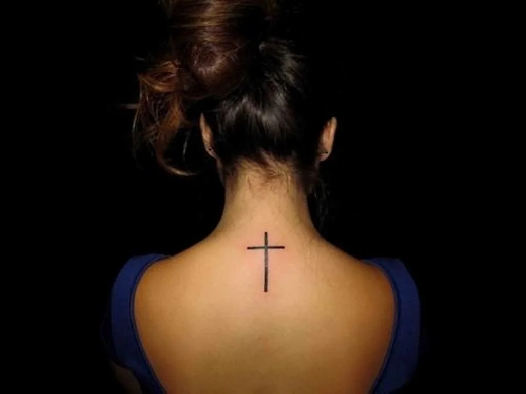 Cross Tattoo On Neck