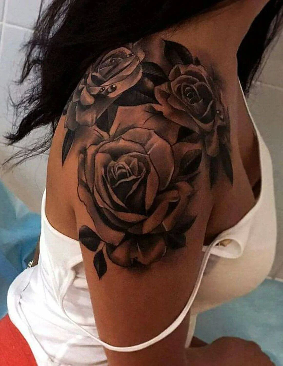 Rose On Shoulder Tattoo