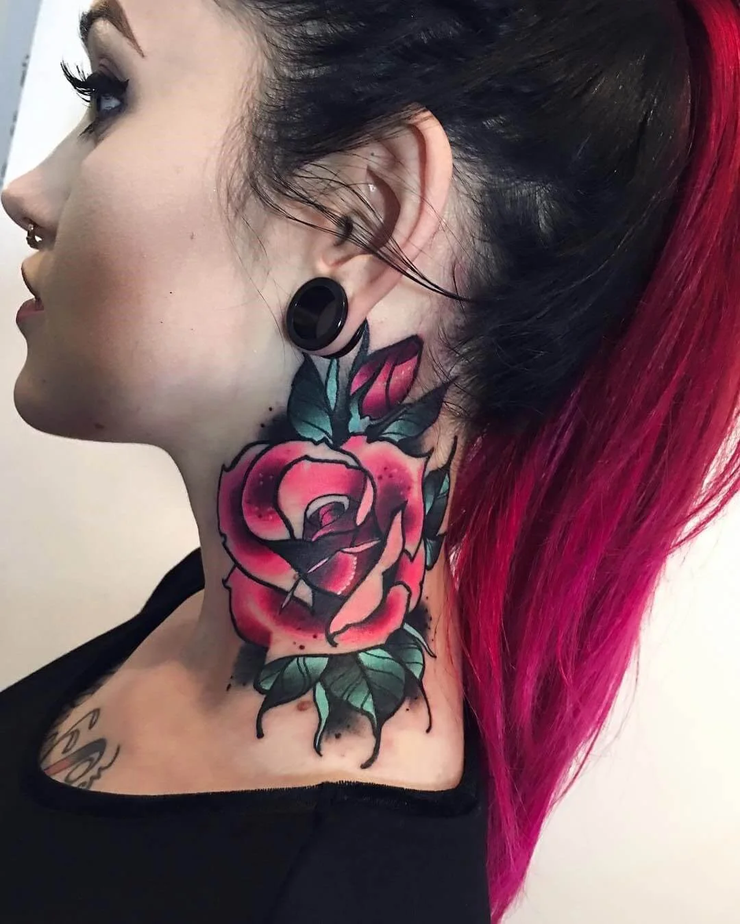 Neck Rose Tattoo