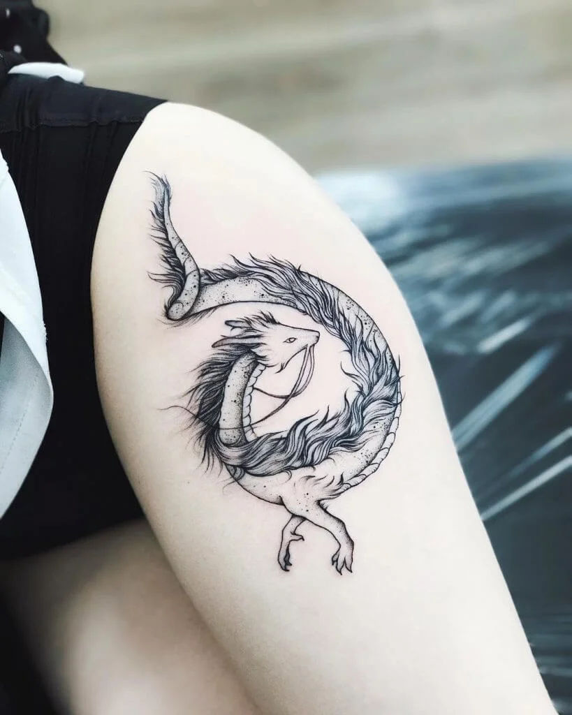 Thigh Dragon Tattoo