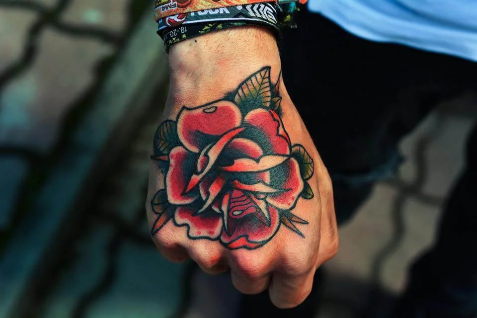 Old School Rose Tattoo