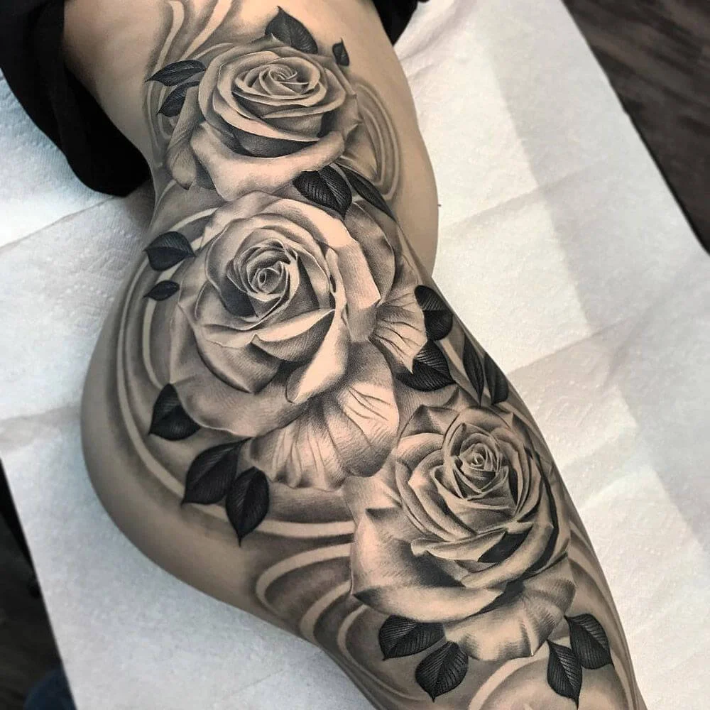 Rose Thigh Tattoo