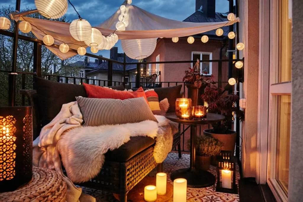Balcony Candles Decor For Christmas