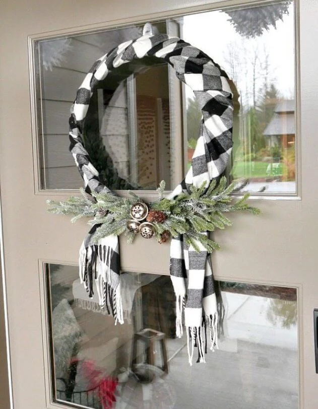 Black White Buffalo Check Wreath