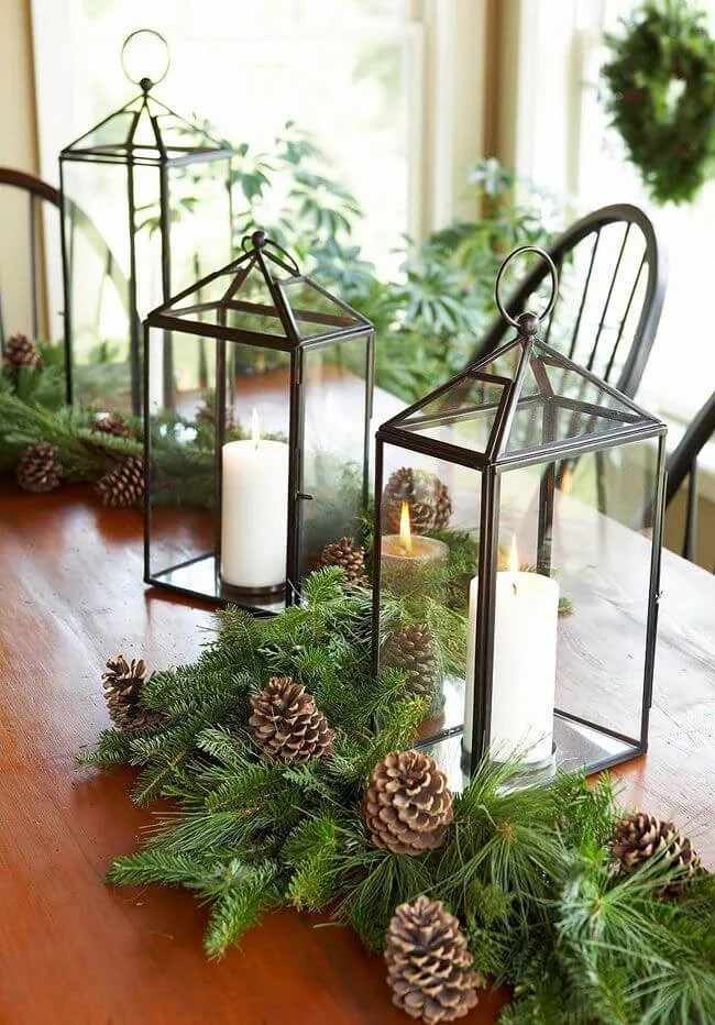 Candle Lanterns Christmas Tablescape