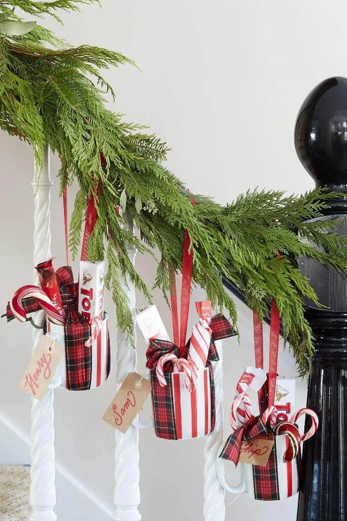 Candy Cane Plaid Basket Decor