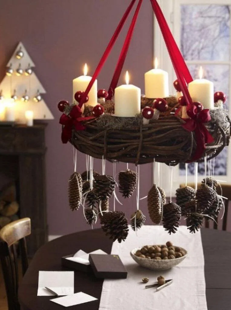 Christmas Chandelier Rustic Candle Decor