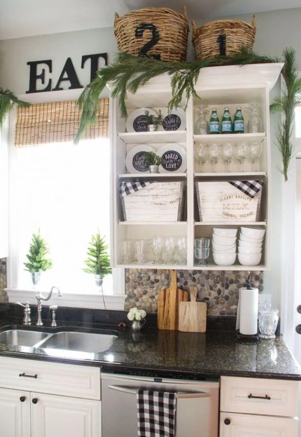 Christmas Kitchen In Black White