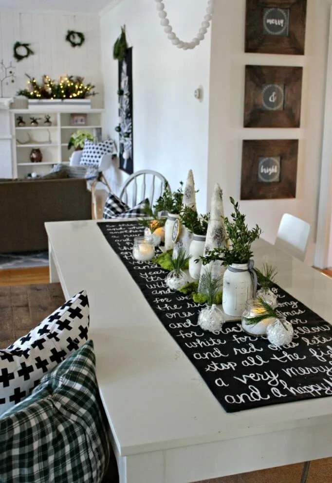 Christmas Tablescape Black White Decor