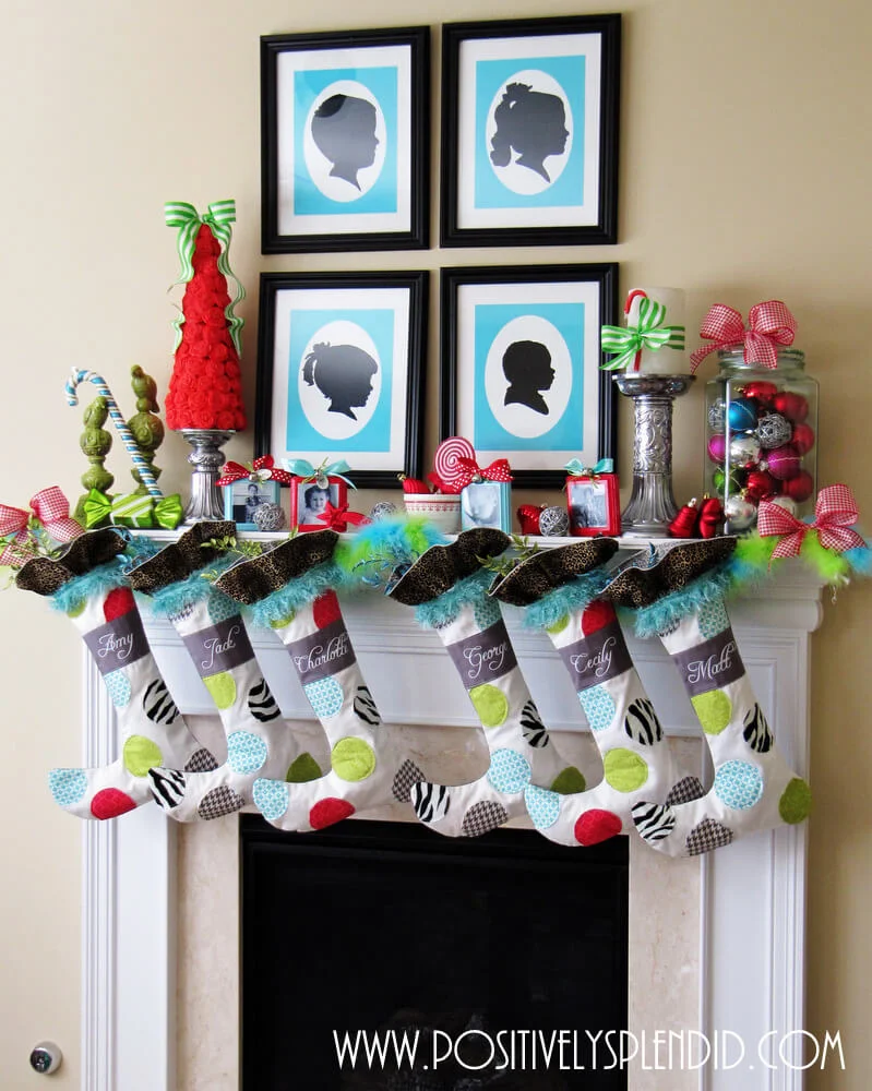 Colorful Whimsical Christmas Mantel Decor