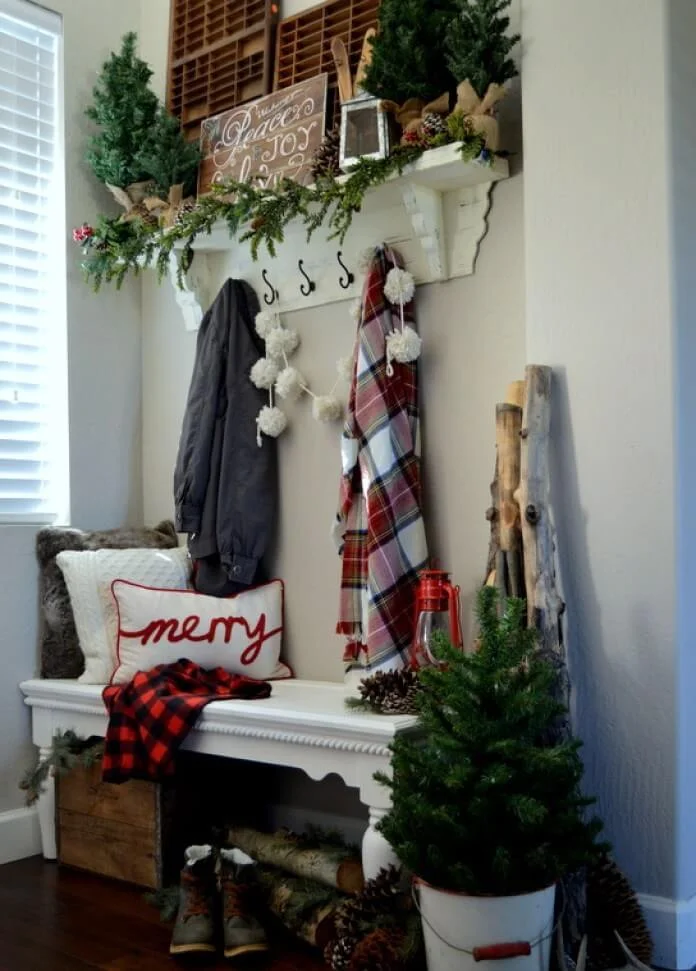 Entryway Farmhouse Style Christmas Decor