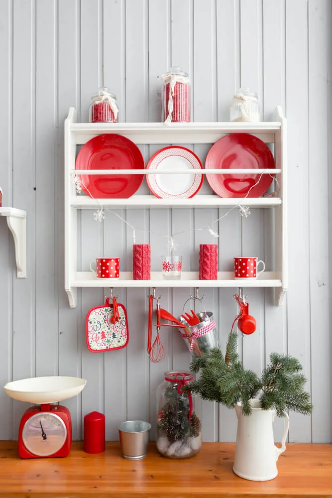 Grey Kitchen Red Christmas Decor