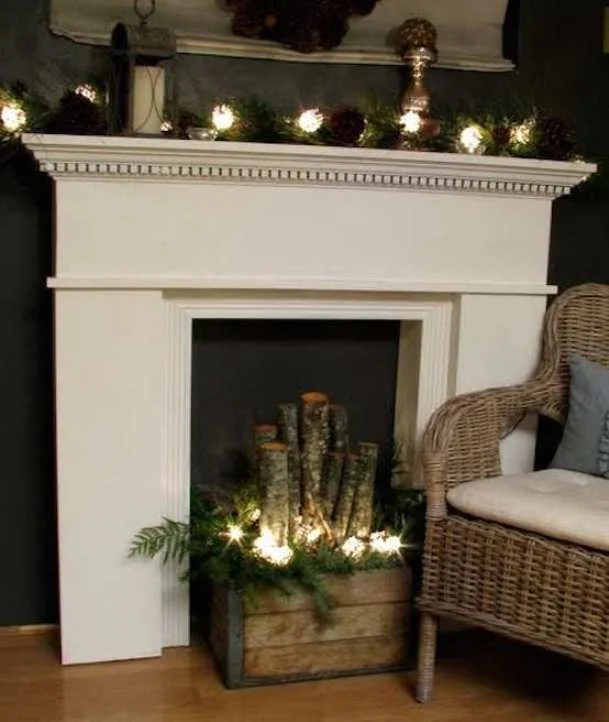 Mantlescape With Snowball Lights Decor