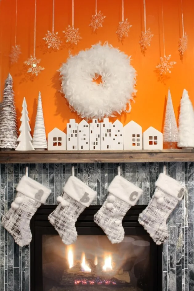 Modern Fireplace Christmas Mantel Decor
