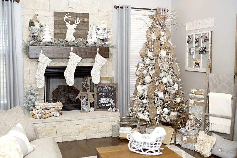 Neutral Living Room Rustic Decor