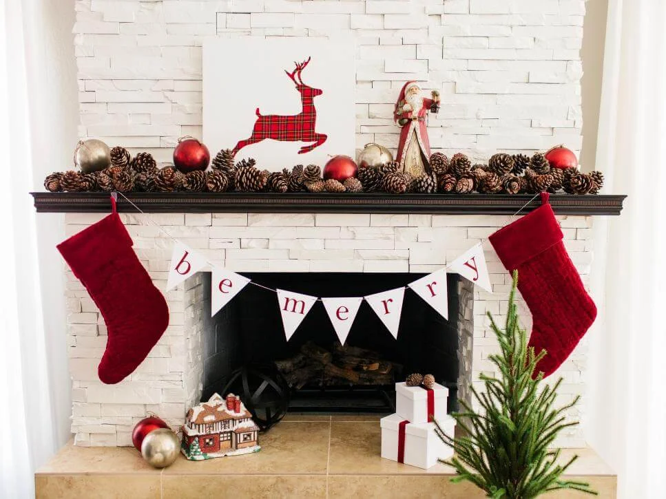 Pinecones Rustic Fireplace Decor