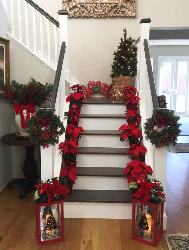 Red Poinsettias And Christmas Letters