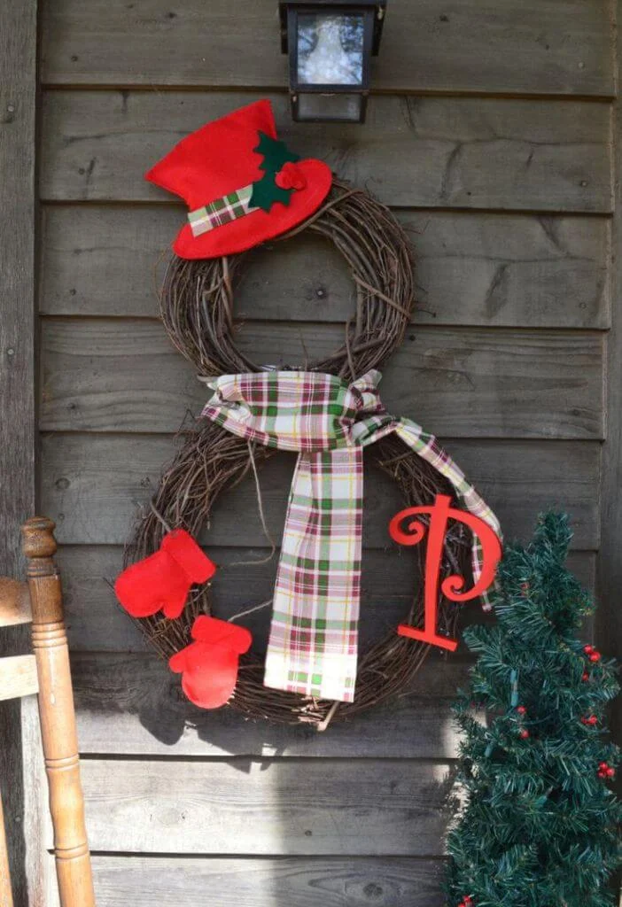 Snowman wreath Rustic Christmas Decor