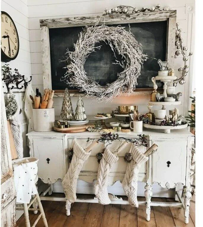White Kitchen Table Christmas Display