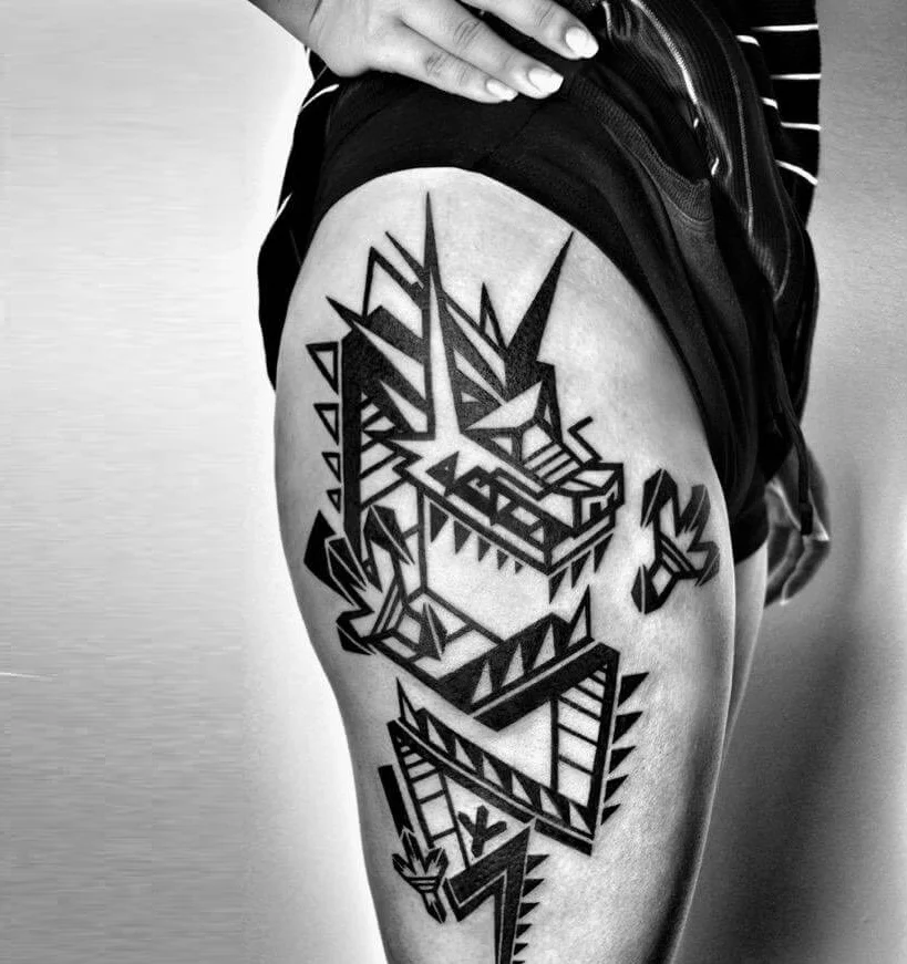 Geometric Dragon Tattoo