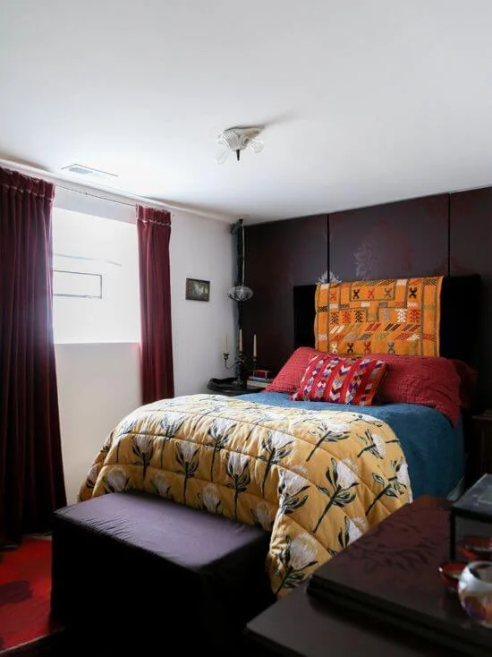 Colorful Eclectic Headboard And Bedspread
