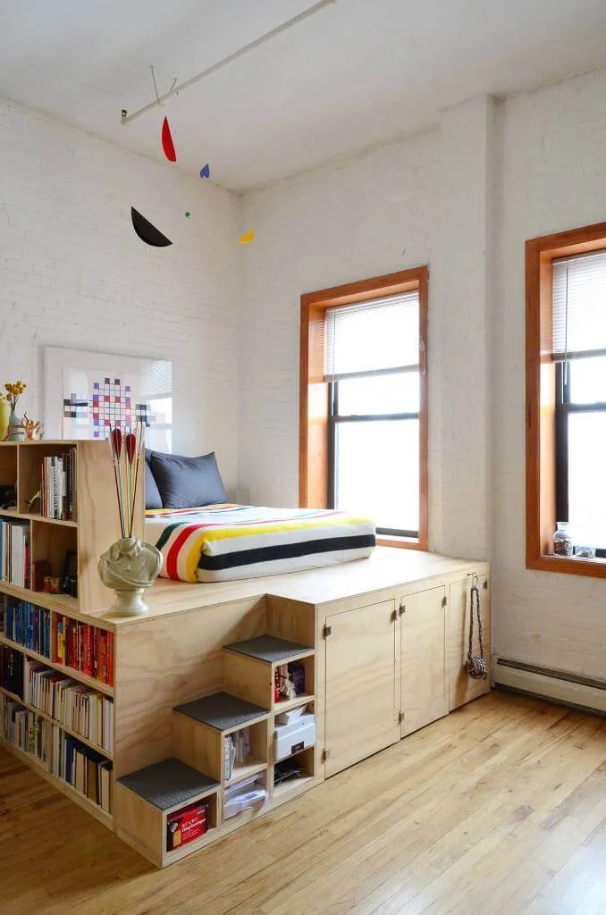 Elevated Bed With Shelves Storage