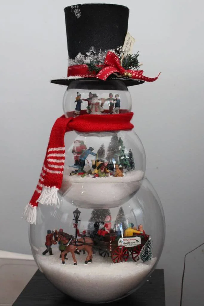 Fishbowl Snowman Table Centerpiece