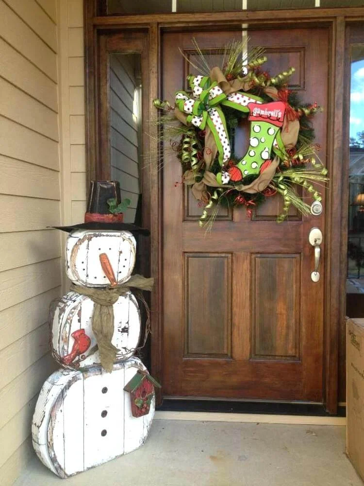Front Door Rustic Snowman Decor