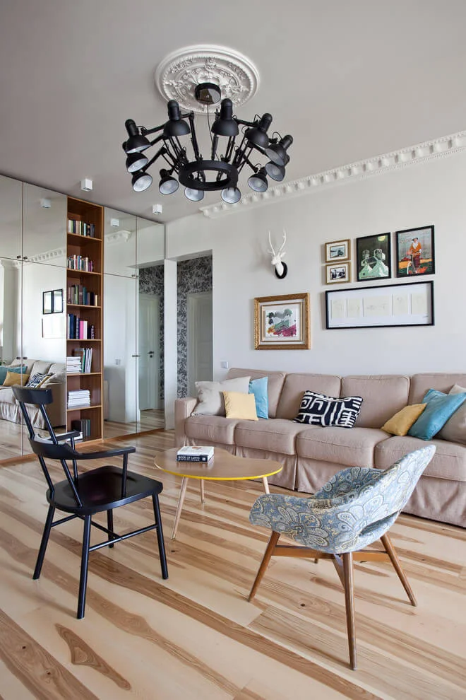 Glass Doors Cozy Living Room