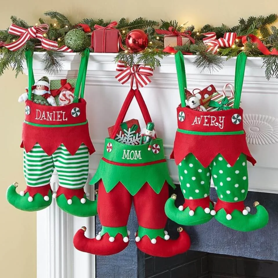 Whimsical Mantel Red Green Decor
