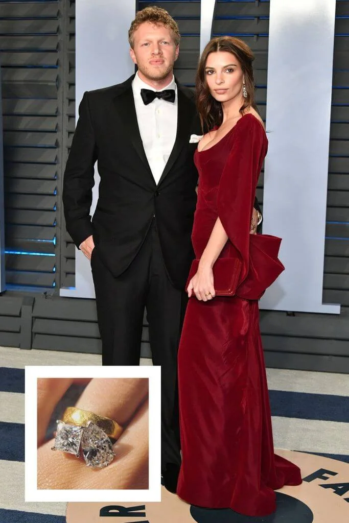 Emily Ratajkowski Sebastian Bear-McClard Unique Diamond Rings