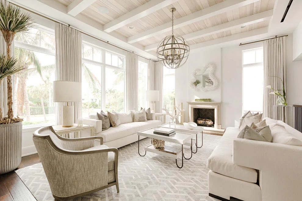 Simple White Monochrome Living Room