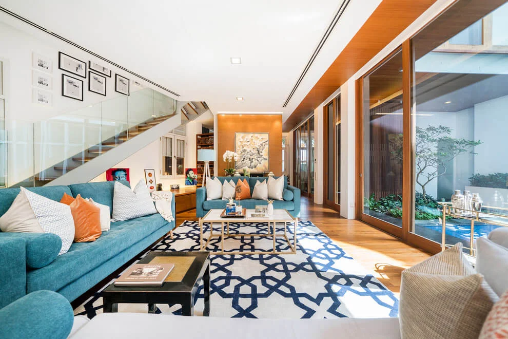 Vibrant Colors Asian Living Room