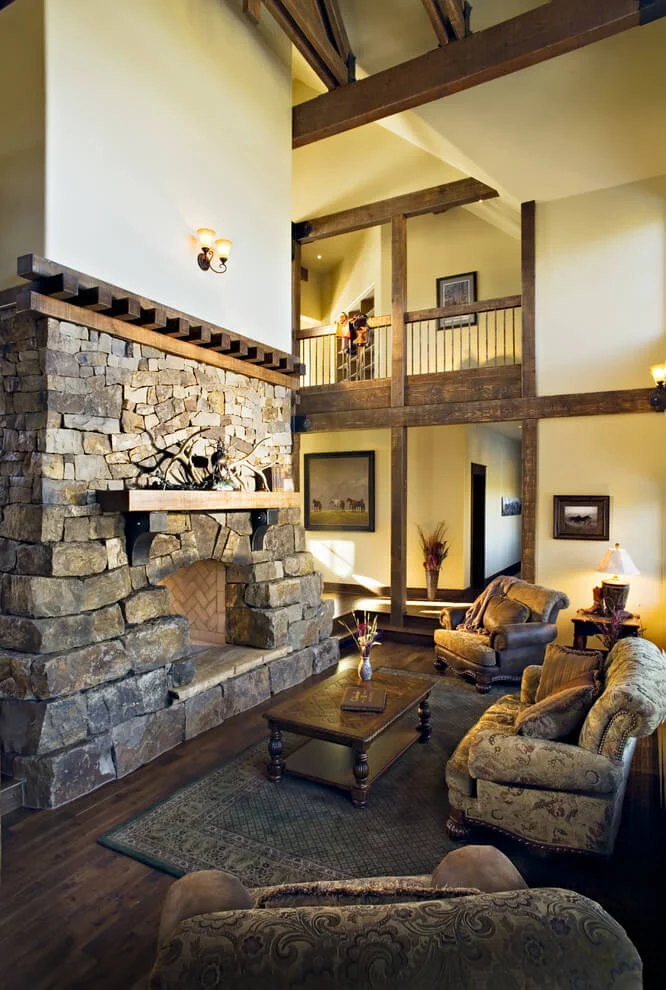 Stone Fireplace Rustic Decor