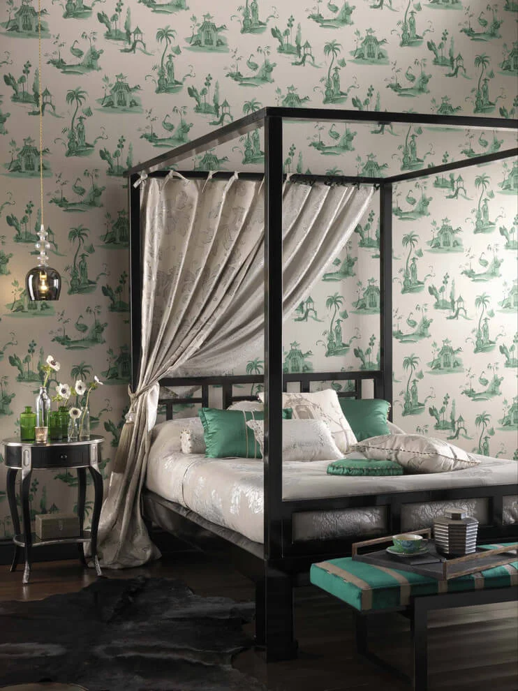 Stunning Green Wallpaper Asian Decor