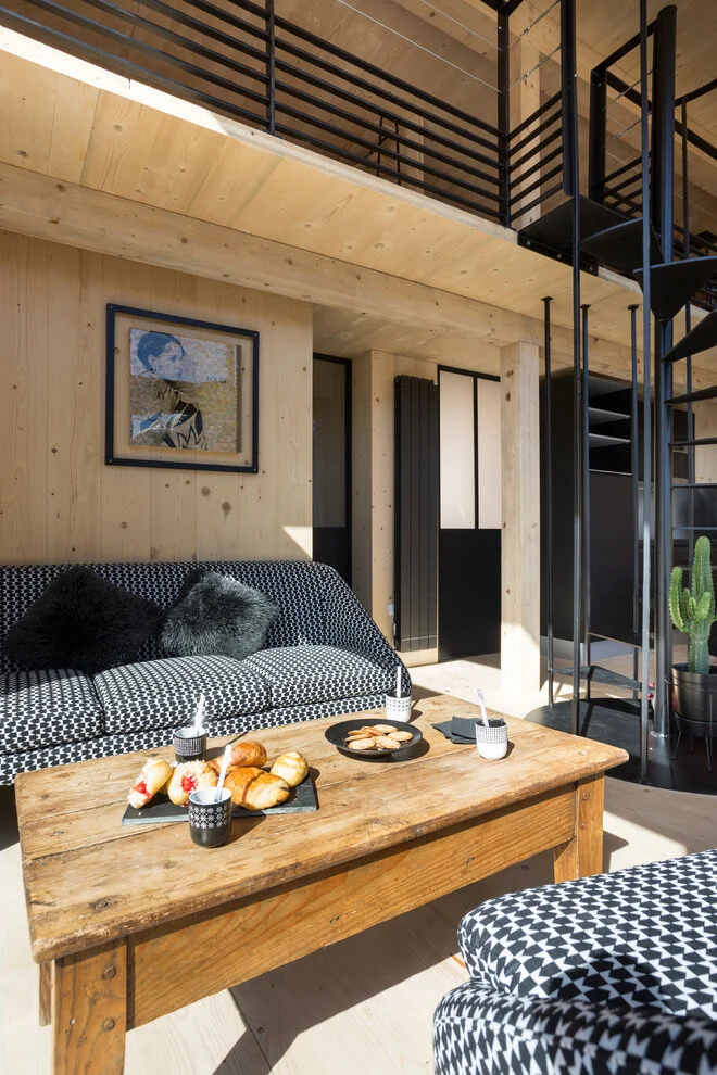 Wood Tones Industrial Living Room