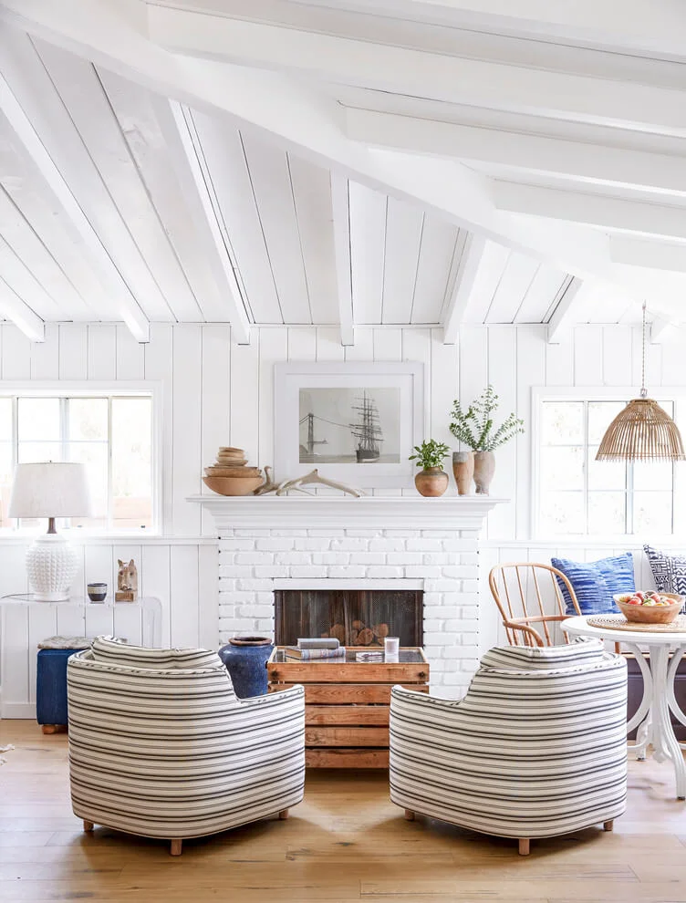 Beach Style White Living Room