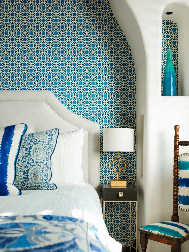 Mediterranean Style Turquoise Bedroom Design