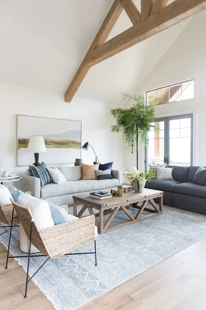 Vaulted Ceiling Farmhouse Style Room