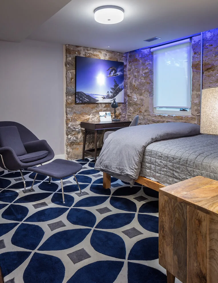 Rustic Bedroom Design In Blue Hues