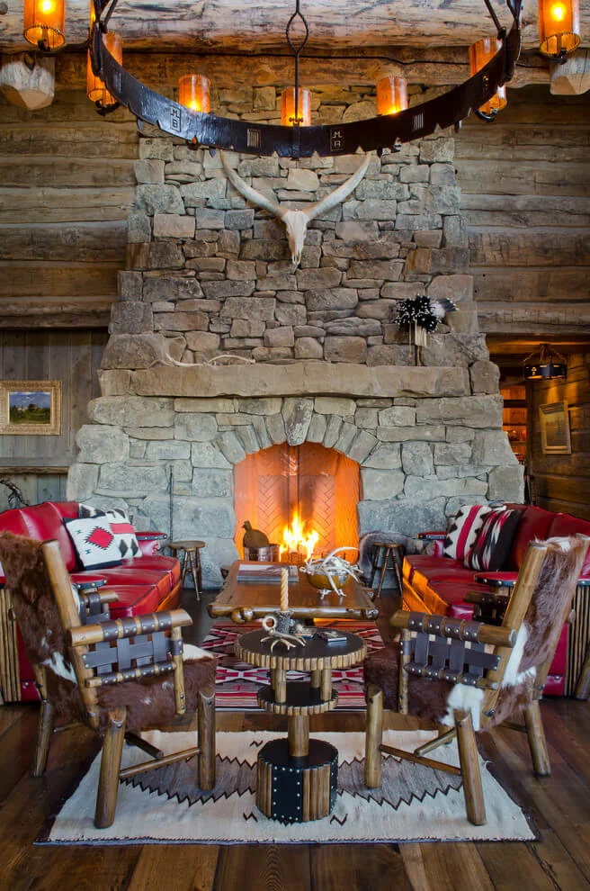 Stone Fireplace Southwestern Design